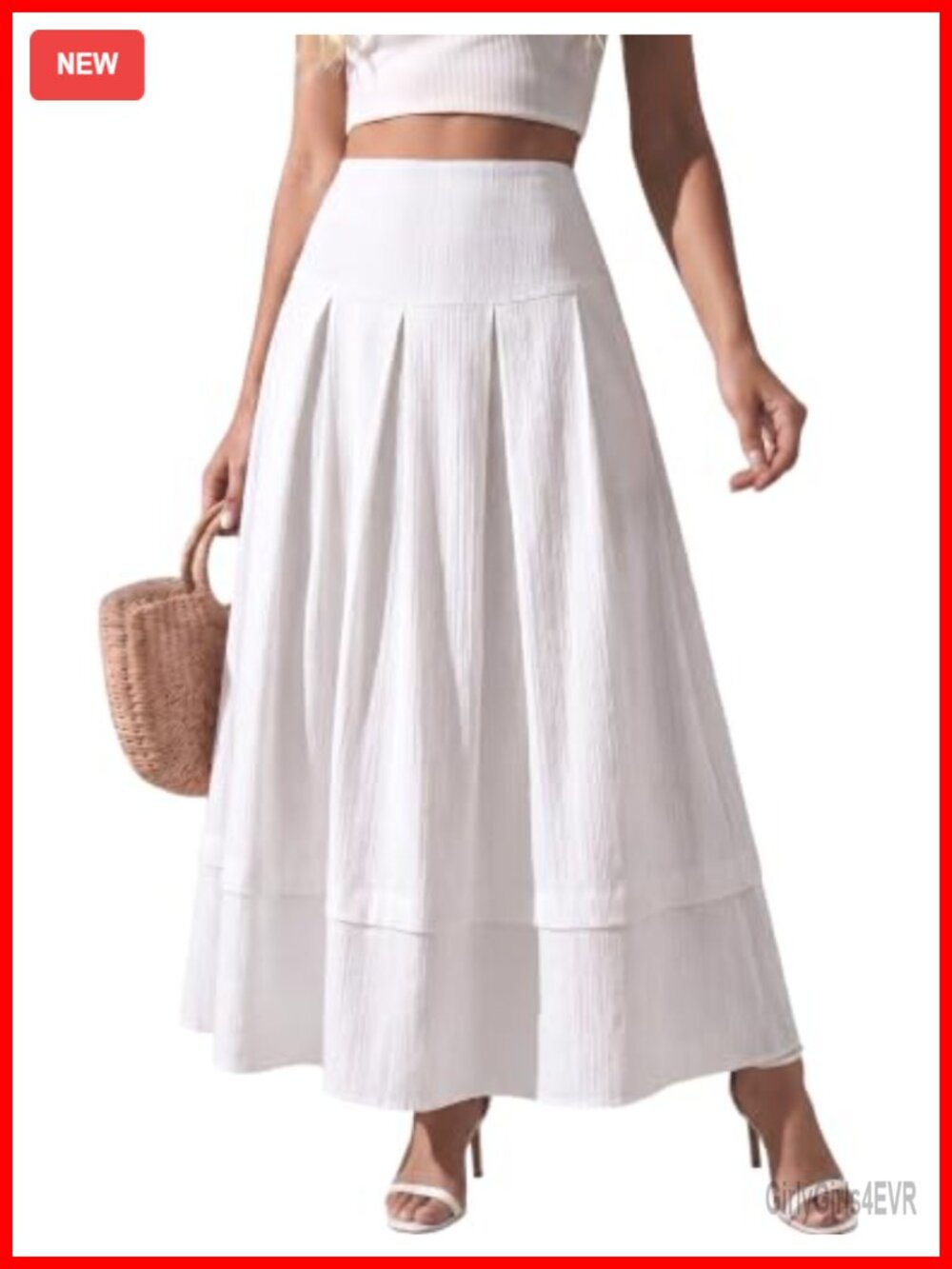 High Waisted Maxi Skirt A-Line Ruffle Tiered Long with Pocket